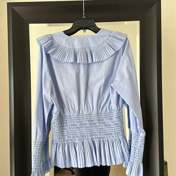 Smocked cotton top, sky blue size 12 by Tory Burch - Picture 3 of 3